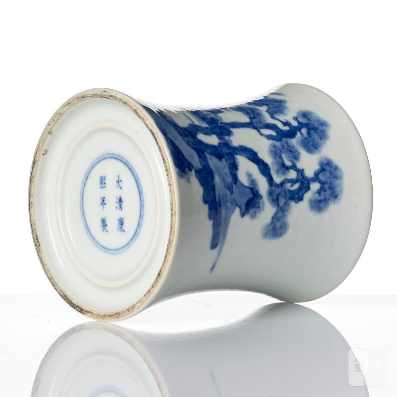 A blue and white brush-pot, - 图7